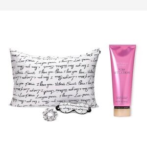 Victoria's Secret Valentine’s Day Love Print Satin Set and Pure Seduction Lotion